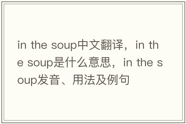 in the soup中文翻譯，in the soup是什么意思，in the soup發(fā)音、用法及例句