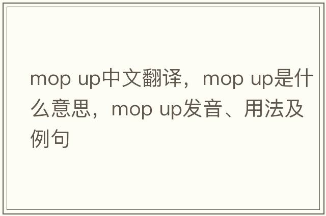 mop up中文翻譯，mop up是什么意思，mop up發(fā)音、用法及例句