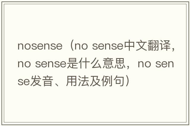 nosense（no sense中文翻譯，no sense是什么意思，no sense發(fā)音、用法及例句）
