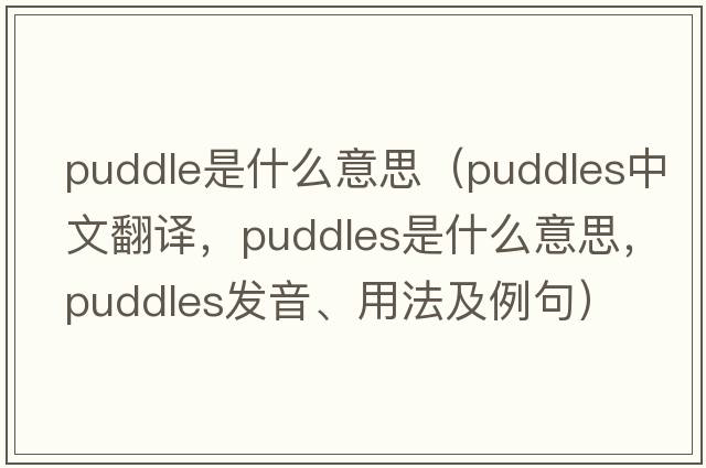 puddle是什么意思（puddles中文翻譯，puddles是什么意思，puddles發(fā)音、用法及例句）