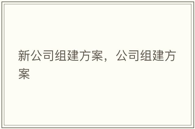 新公司組建方案，公司組建方案