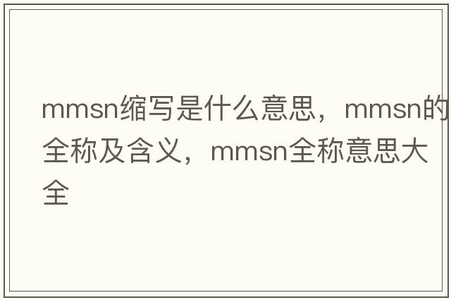mmsn縮寫(xiě)是什么意思，mmsn的全稱(chēng)及含義，mmsn全稱(chēng)意思大全