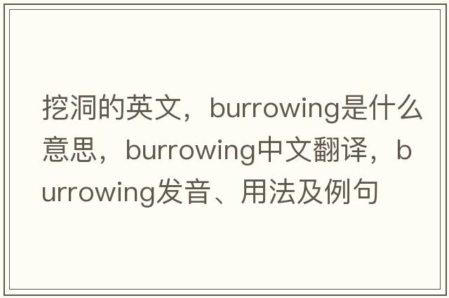 挖洞的英文，burrowing是什么意思，burrowing中文翻譯，burrowing發(fā)音、用法及例句