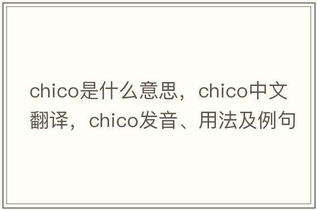 chico是什么意思，chico中文翻譯，chico發(fā)音、用法及例句