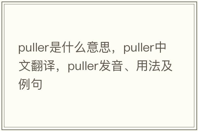 puller是什么意思，puller中文翻譯，puller發(fā)音、用法及例句