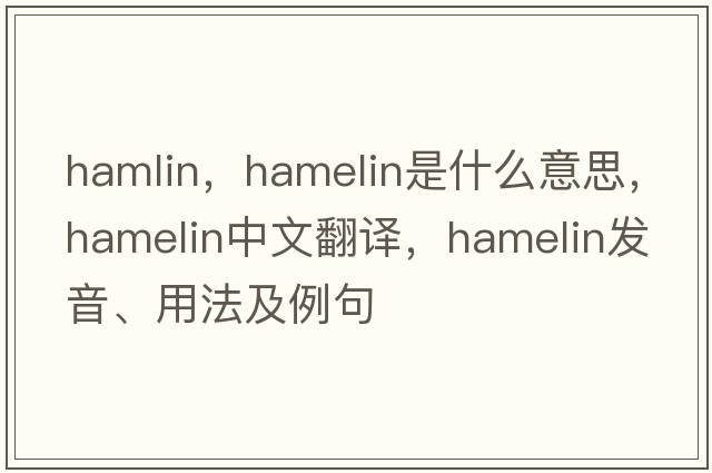 hamlin，Hamelin是什么意思，Hamelin中文翻譯，Hamelin發(fā)音、用法及例句