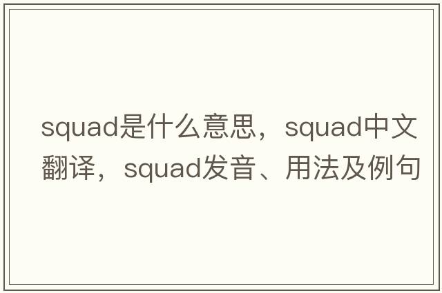 squad是什么意思，squad中文翻譯，squad發(fā)音、用法及例句