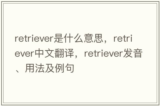 retriever是什么意思，retriever中文翻譯，retriever發(fā)音、用法及例句