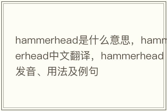 hammerhead是什么意思，hammerhead中文翻譯，hammerhead發(fā)音、用法及例句