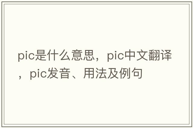 pic是什么意思，pic中文翻譯，pic發(fā)音、用法及例句
