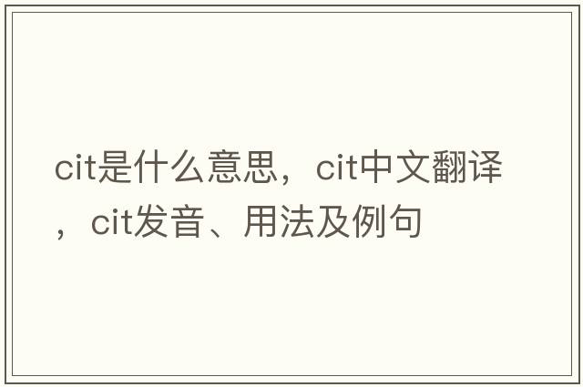 CIT是什么意思，CIT中文翻譯，CIT發(fā)音、用法及例句