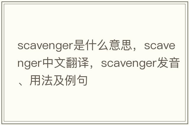 scavenger是什么意思，scavenger中文翻譯，scavenger發(fā)音、用法及例句