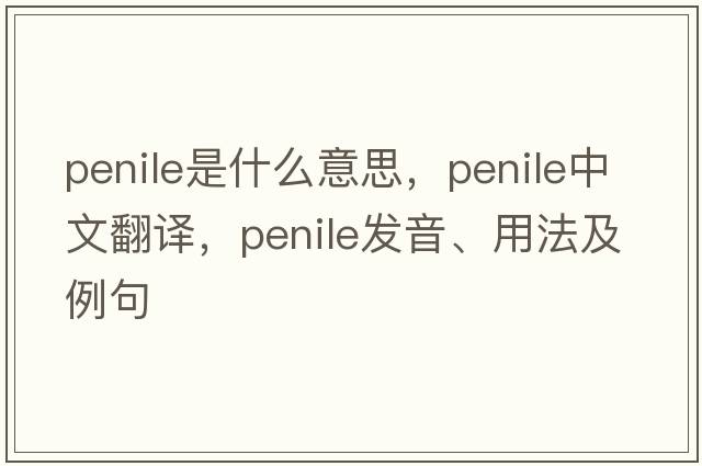 penile是什么意思，penile中文翻譯，penile發(fā)音、用法及例句