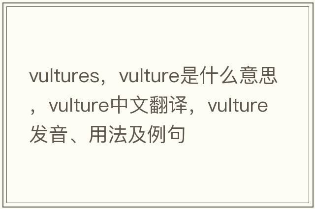 vultures，vulture是什么意思，vulture中文翻譯，vulture發(fā)音、用法及例句