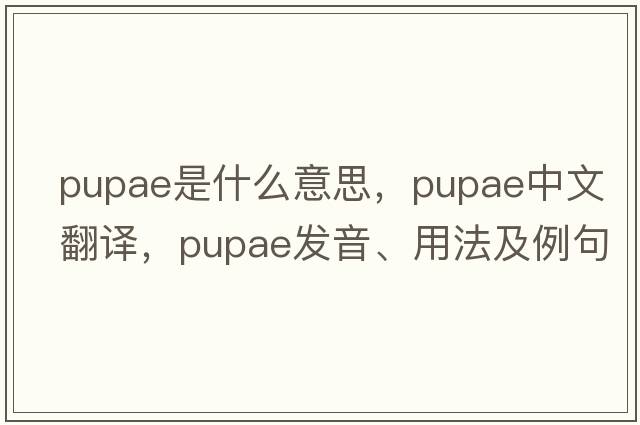 pupae是什么意思，pupae中文翻譯，pupae發(fā)音、用法及例句