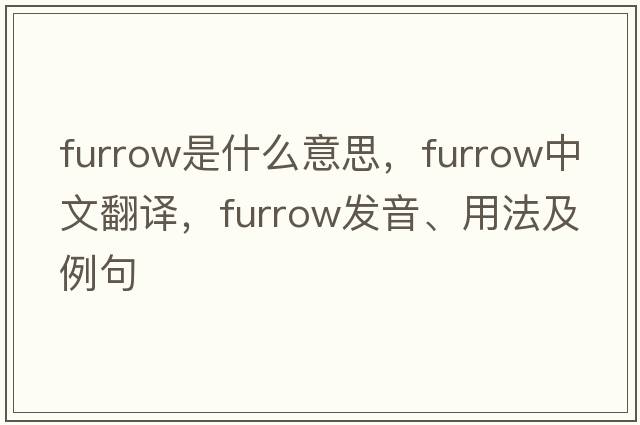 furrow是什么意思，furrow中文翻譯，furrow發(fā)音、用法及例句