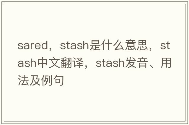 sared，stash是什么意思，stash中文翻譯，stash發(fā)音、用法及例句