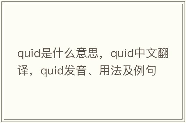 quid是什么意思，quid中文翻譯，quid發(fā)音、用法及例句