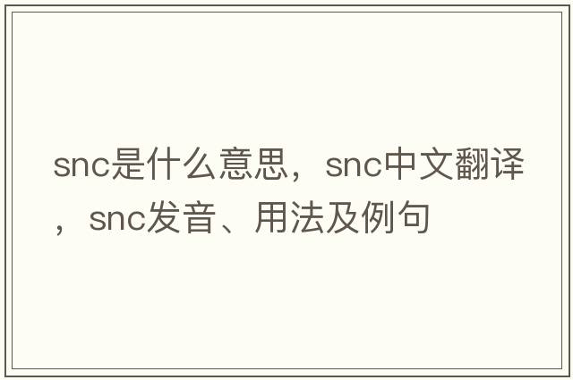 SNC是什么意思，SNC中文翻譯，SNC發(fā)音、用法及例句