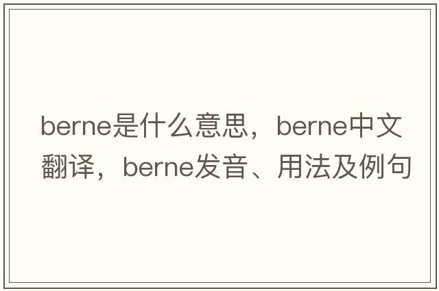 Berne是什么意思，Berne中文翻譯，Berne發(fā)音、用法及例句