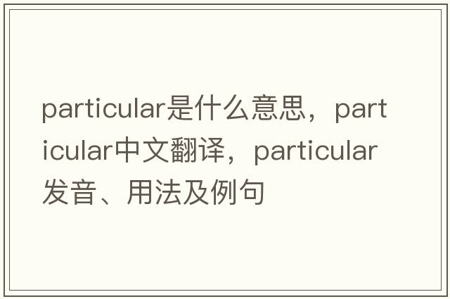 particular是什么意思，particular中文翻譯，particular發(fā)音、用法及例句