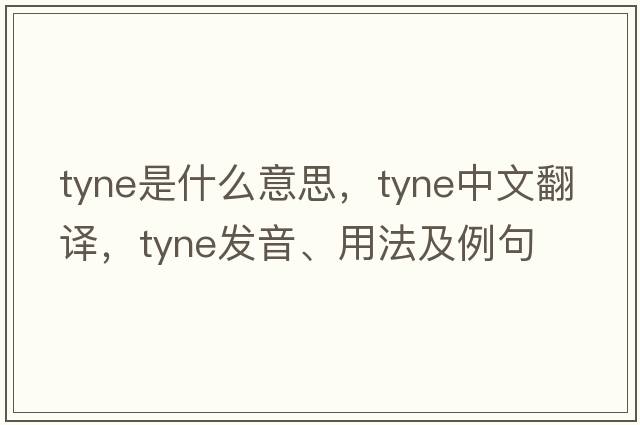 Tyne是什么意思，Tyne中文翻譯，Tyne發(fā)音、用法及例句