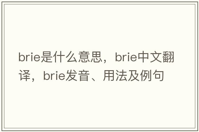 brie是什么意思，brie中文翻譯，brie發(fā)音、用法及例句