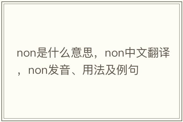 non是什么意思，non中文翻譯，non發(fā)音、用法及例句