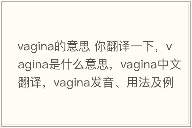 vagina的意思 你翻譯一下，vagina是什么意思，vagina中文翻譯，vagina發(fā)音、用法及例句