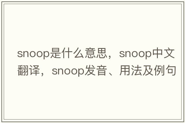 snoop是什么意思，snoop中文翻譯，snoop發(fā)音、用法及例句