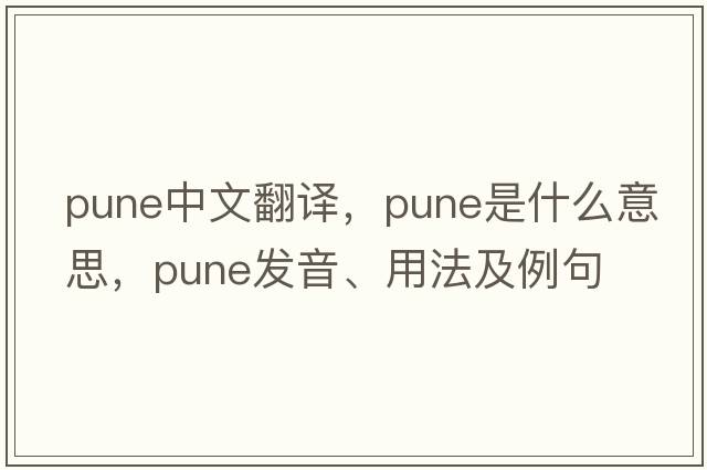 Pune中文翻譯，Pune是什么意思，Pune發(fā)音、用法及例句