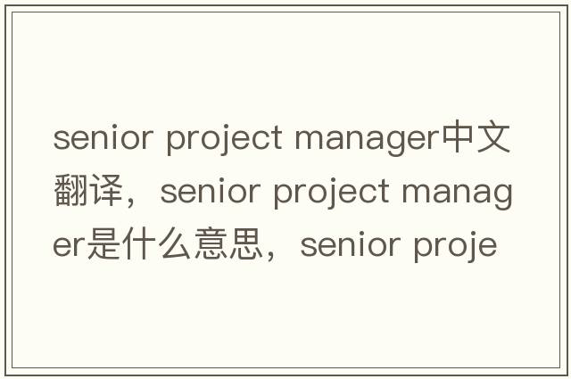 senior project manager中文翻譯，senior project manager是什么意思，senior project manager發(fā)音、用法及例句