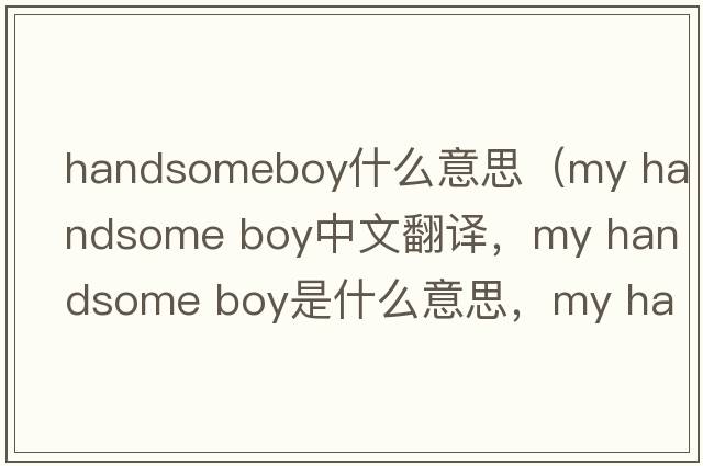 handsomeboy什么意思（my handsome boy中文翻譯，my handsome boy是什么意思，my handsome boy發(fā)音、用法及例句）