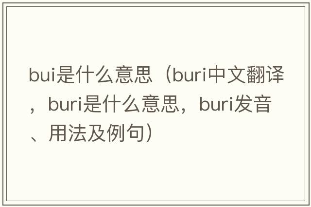 bui是什么意思（Buri中文翻譯，Buri是什么意思，Buri發(fā)音、用法及例句）