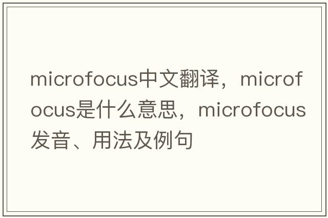 microfocus中文翻譯，microfocus是什么意思，microfocus發(fā)音、用法及例句