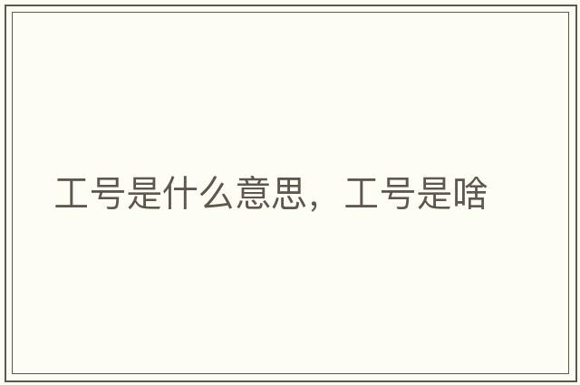 工號是什么意思，工號是啥